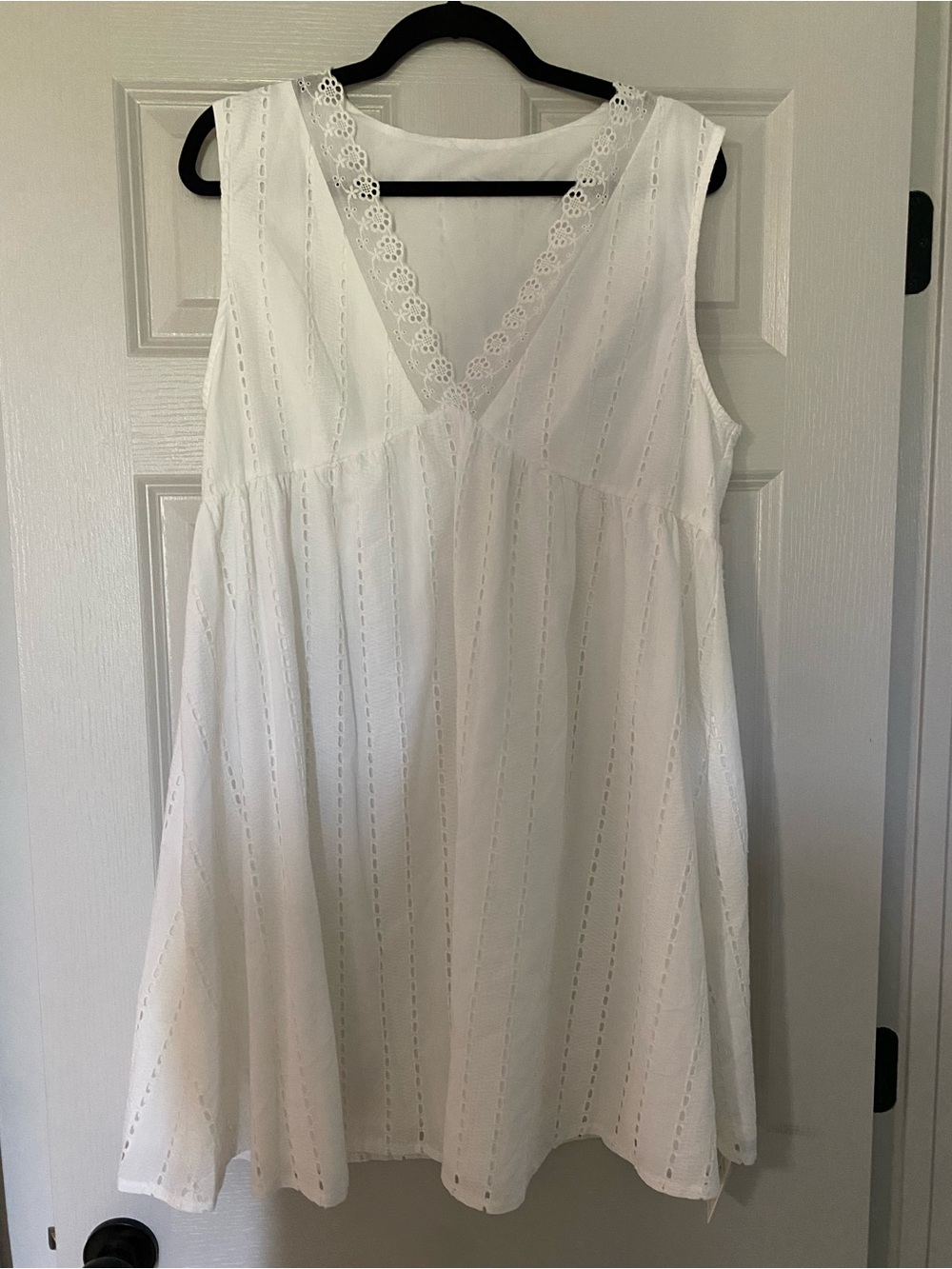 Cupshe White Eyelet V-Neck Slip Dress
